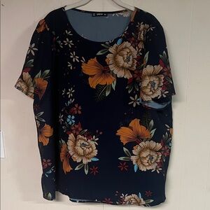 SHEIN Navy Floral Blouse